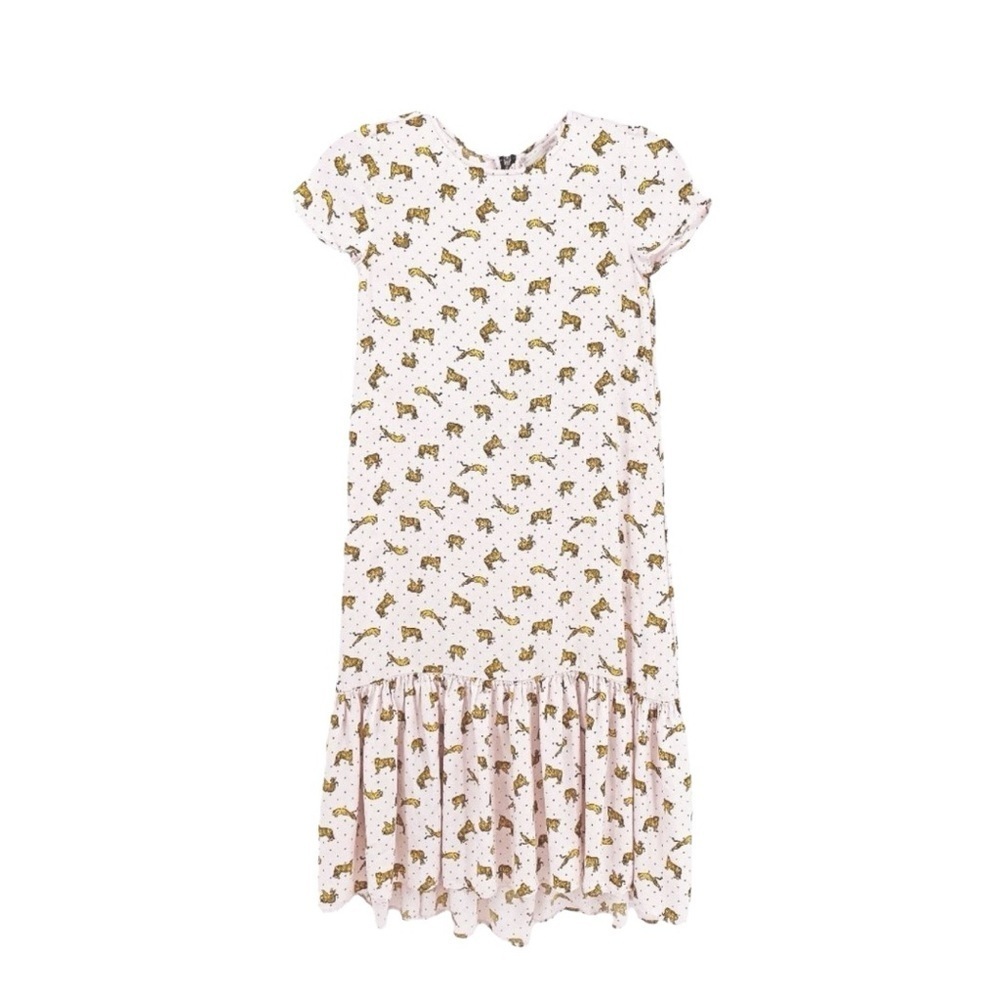 Zara Girls Tigers Print Ruffle Hem Dress 9/10